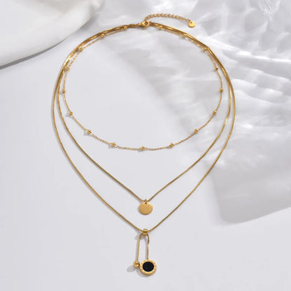 Elegant Classic Style Roman Style Moon Snake Butterfly Stainless Steel Plating Hollow Out Inlay Acrylic 14k Gold Plated Layered Necklaces