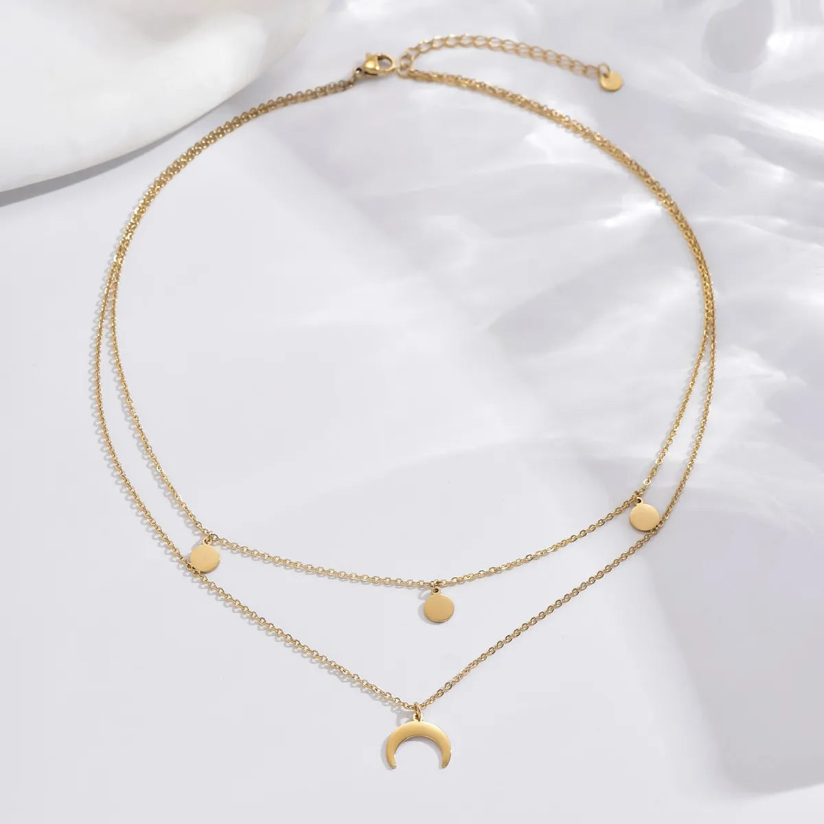 Elegant Classic Style Roman Style Moon Snake Butterfly Stainless Steel Plating Hollow Out Inlay Acrylic 14k Gold Plated Layered Necklaces