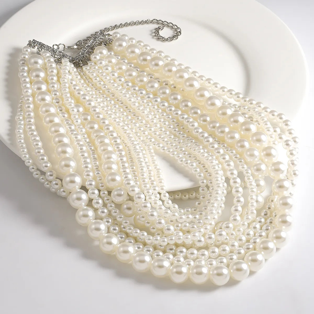 Elegant Classic Style Round Imitation Pearl Alloy Zinc Alloy Beaded K Gold Plated Women'S Necklace