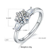 Elegant Classic Style Round Sterling Silver Gra Plating Inlay Moissanite White Gold Plated Rings