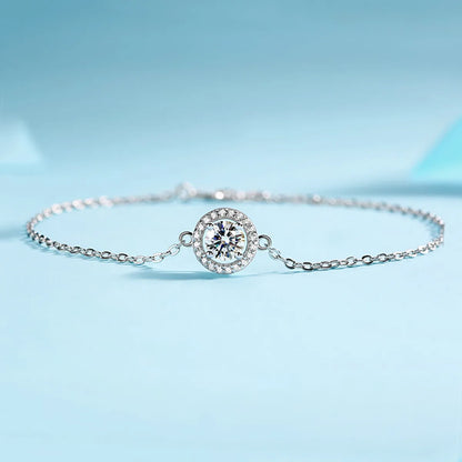 Elegant Classic Style Round Sterling Silver Plating Inlay Moissanite 18k Gold Plated Bracelets