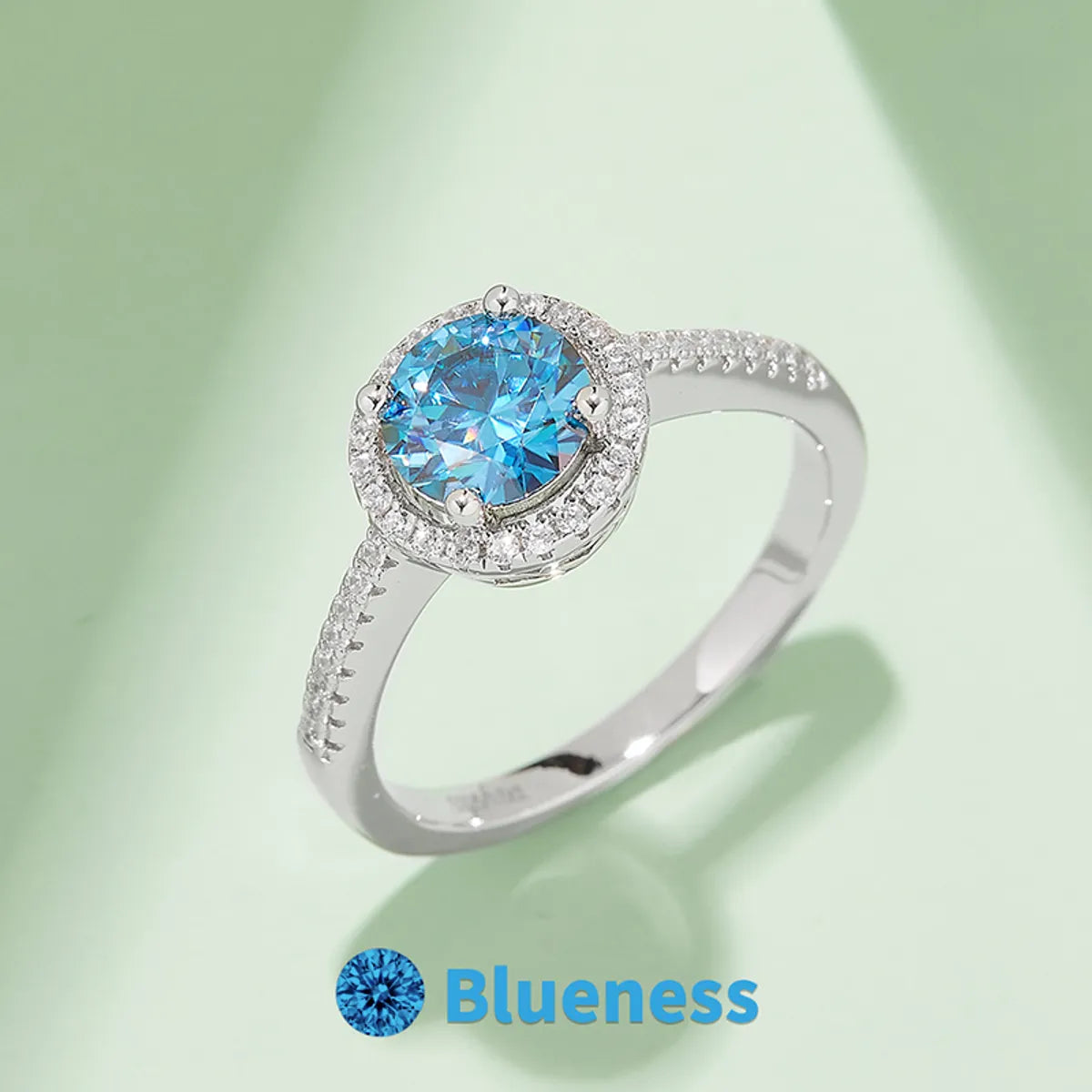 Elegant Classic Style Round Sterling Silver Plating Inlay Moissanite White Gold Plated Rings