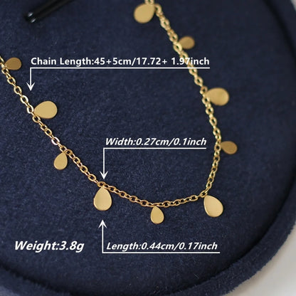 Elegant Classic Style Round Water Droplets Rectangle Stainless Steel Plating 18k Gold Plated Necklace