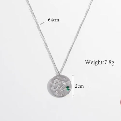 Elegant Classic Style Snake Sterling Silver Plating Inlay Zircon White Gold Plated Rhodium Plated Pendant Necklace