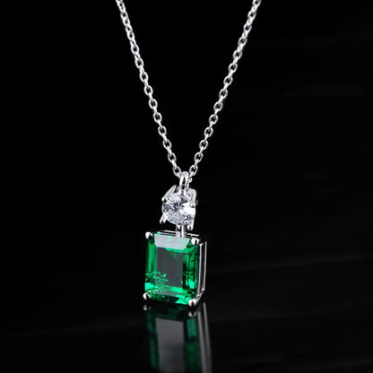 Elegant Classic Style Square Bow Knot Sterling Silver Inlay Artificial Gemstones Necklace