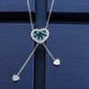 Elegant Classic Style Square Bow Knot Sterling Silver Inlay Artificial Gemstones Necklace