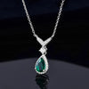 Elegant Classic Style Square Bow Knot Sterling Silver Inlay Artificial Gemstones Necklace