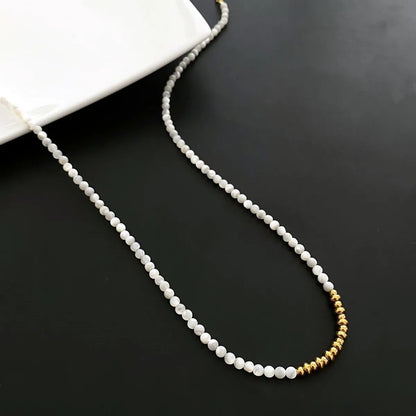 Elegant Classic Style Streetwear Geometric 18K Gold Plated Natural Stone Shell Titanium Steel Wholesale Necklace