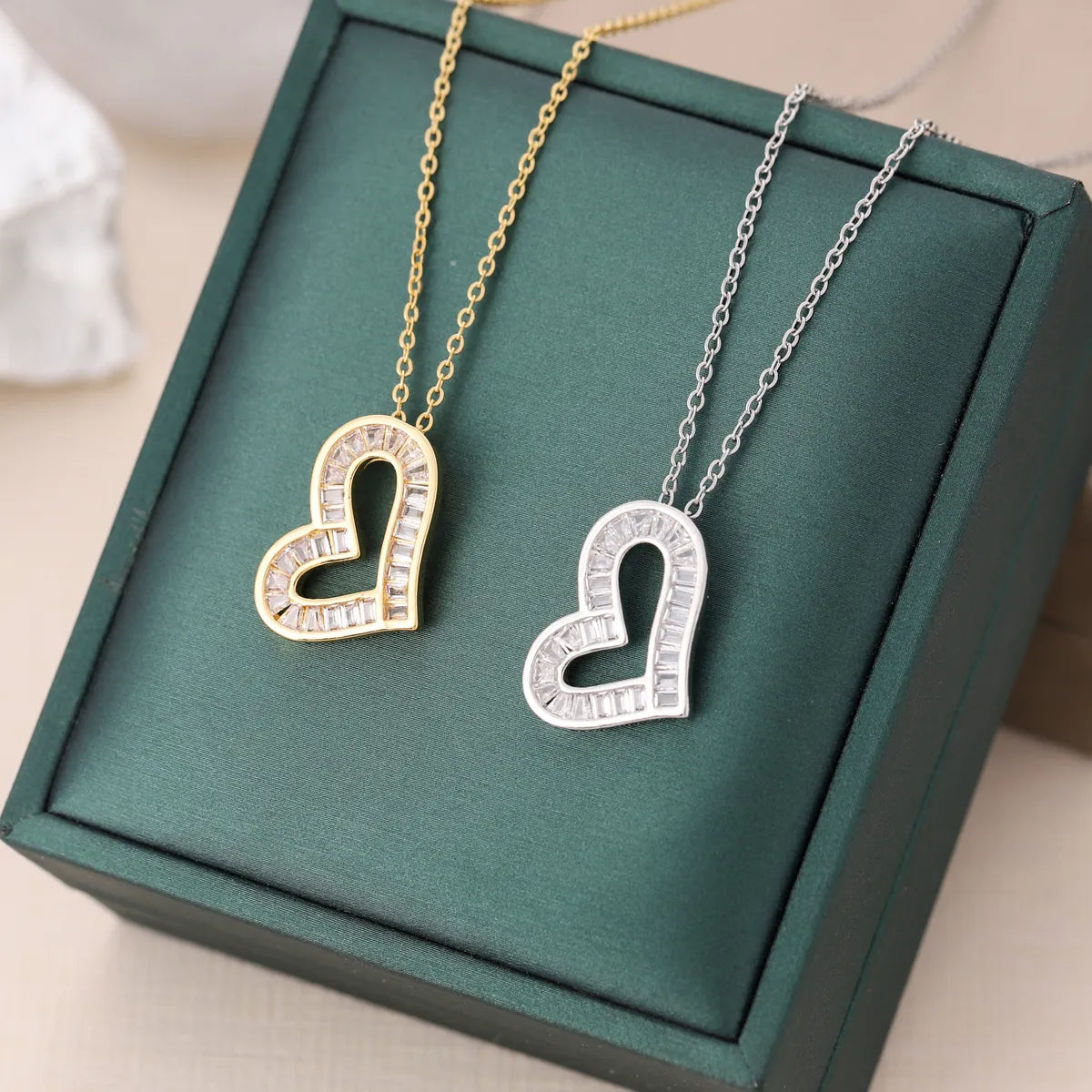 Elegant Classic Style Streetwear Heart Shape Stainless Steel Plating Inlay Zircon 18k Gold Plated Pendant Necklace