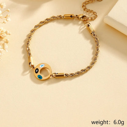 Elegant Classic Style Streetwear Leaves Eye Painting Plate 304 Stainless Steel Bracelets In Bulk