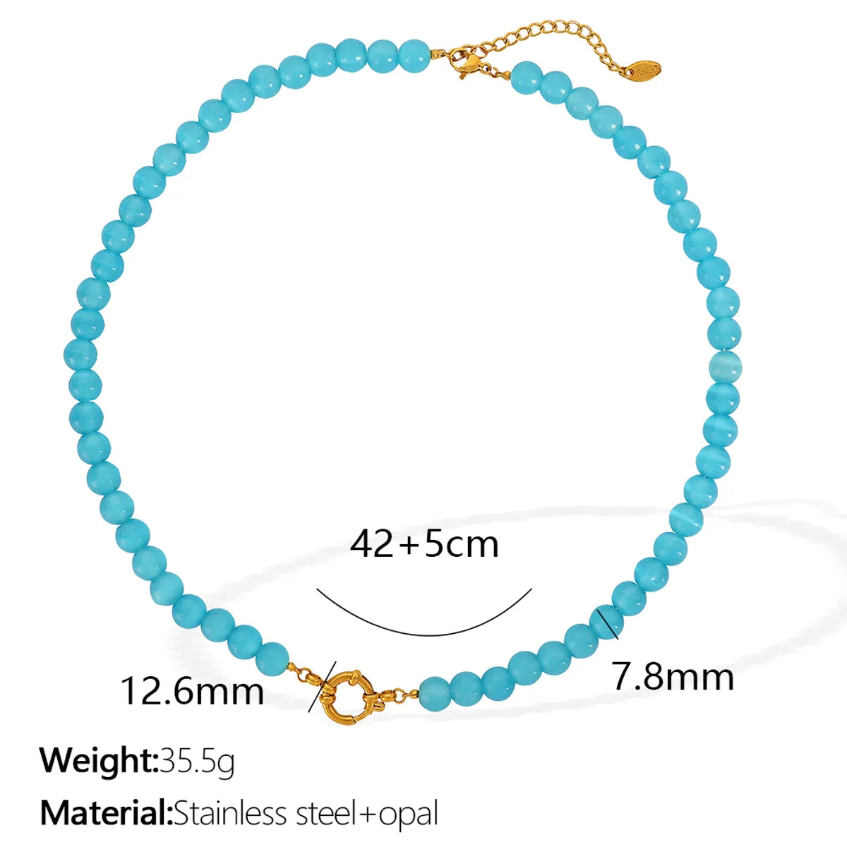 Elegant Classic Style Streetwear Round 18K Gold Plated 304 Stainless Steel Opal Wholesale Necklace