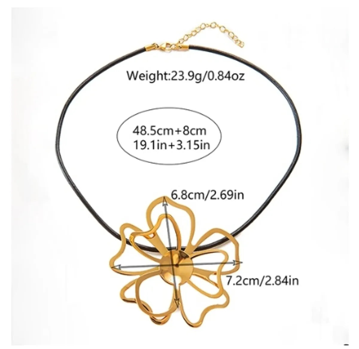 304 Stainless Steel 14K Gold Plated Elegant Classical Artistic Plating Hollow Out Flower Pendant Necklace