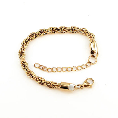 Elegant Classical Classic Style Twist 201 Stainless Steel Gold Plated Bracelets In Bulk