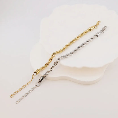 Elegant Classical Classic Style Twist 201 Stainless Steel Gold Plated Bracelets In Bulk