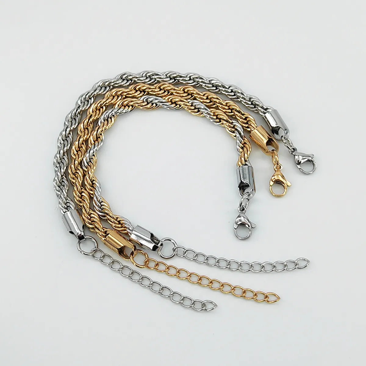 Elegant Classical Classic Style Twist 201 Stainless Steel Gold Plated Bracelets In Bulk