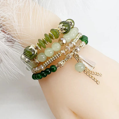 Elegant Classical Lady Leaf Waves Flower Glass Glass Wholesale Bracelets