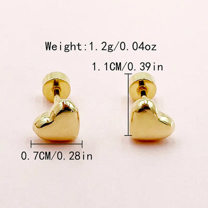 Elegant Classical Simple Style Leaves Heart Shape Flower Plating Inlay 304 Stainless Steel Zircon 14K Gold Plated Ear Studs