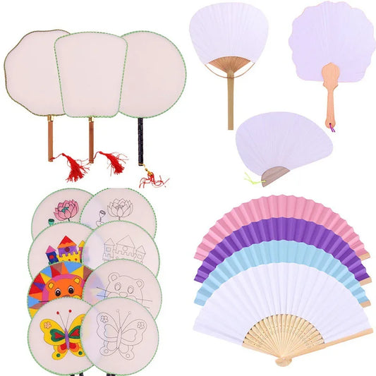 Elegant Classical Solid Color Raw Silk Fan