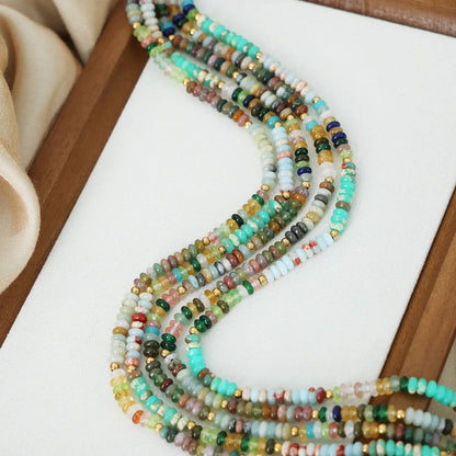 Elegant Colorful Natural Stone Beaded Plating 18k Gold Plated Necklace