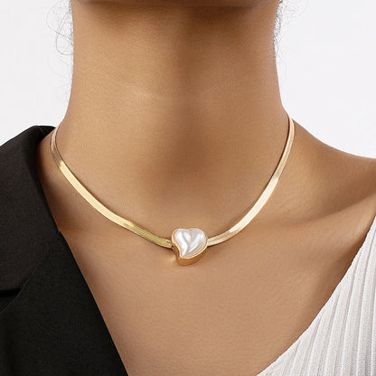 Elegant Commute Heart Shape Alloy Plastic Plating 14k Gold Plated Women's Pendant Necklace