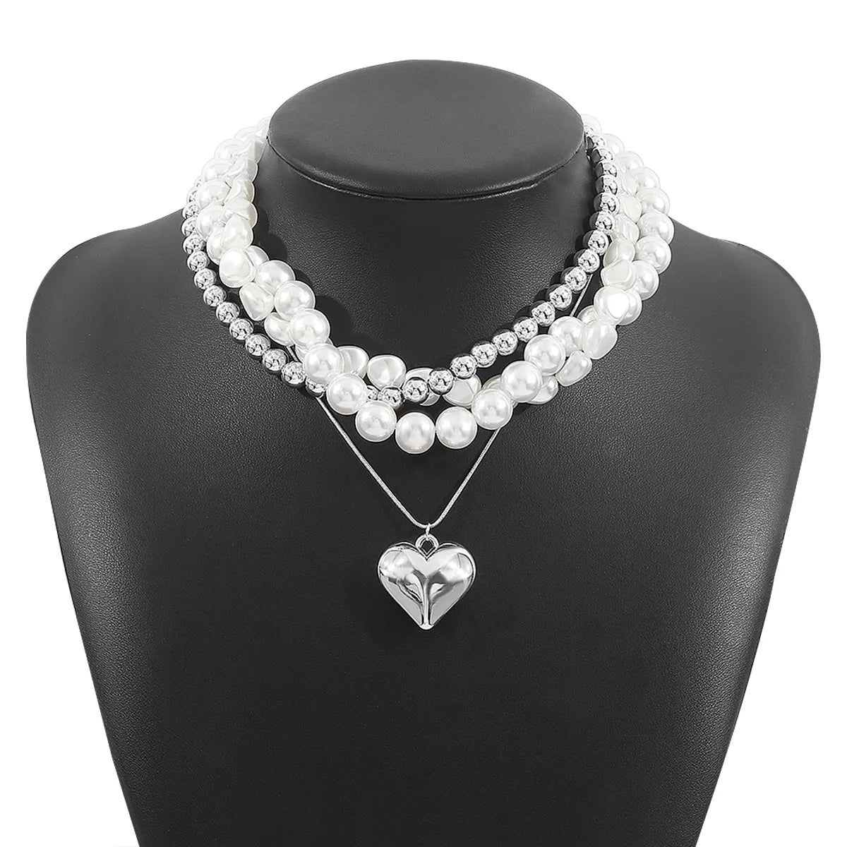 Elegant Commute Heart Shape CCB Imitation Pearl Beaded Women'S Bracelets Necklace