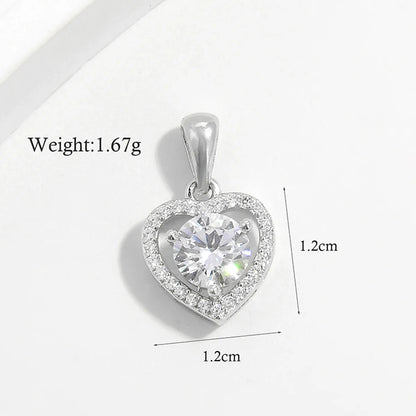 Elegant Commute Heart Shape Sterling Silver Inlay Zircon White Gold Plated Pendant Necklace