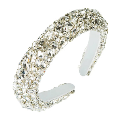 Women'S Elegant Commute Solid Color Cloth Sponge Inlay Rhinestones Hair Band