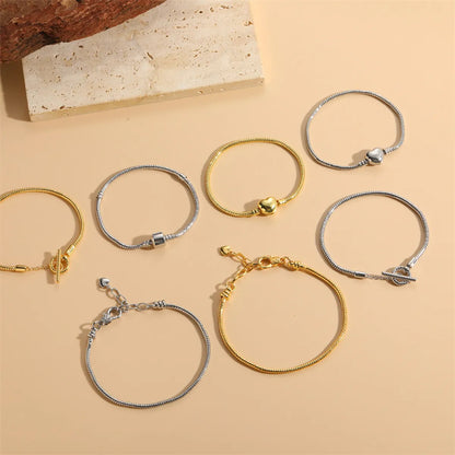 Elegant Commute Solid Color Copper 14k Gold Plated White Gold Plated Bracelets In Bulk