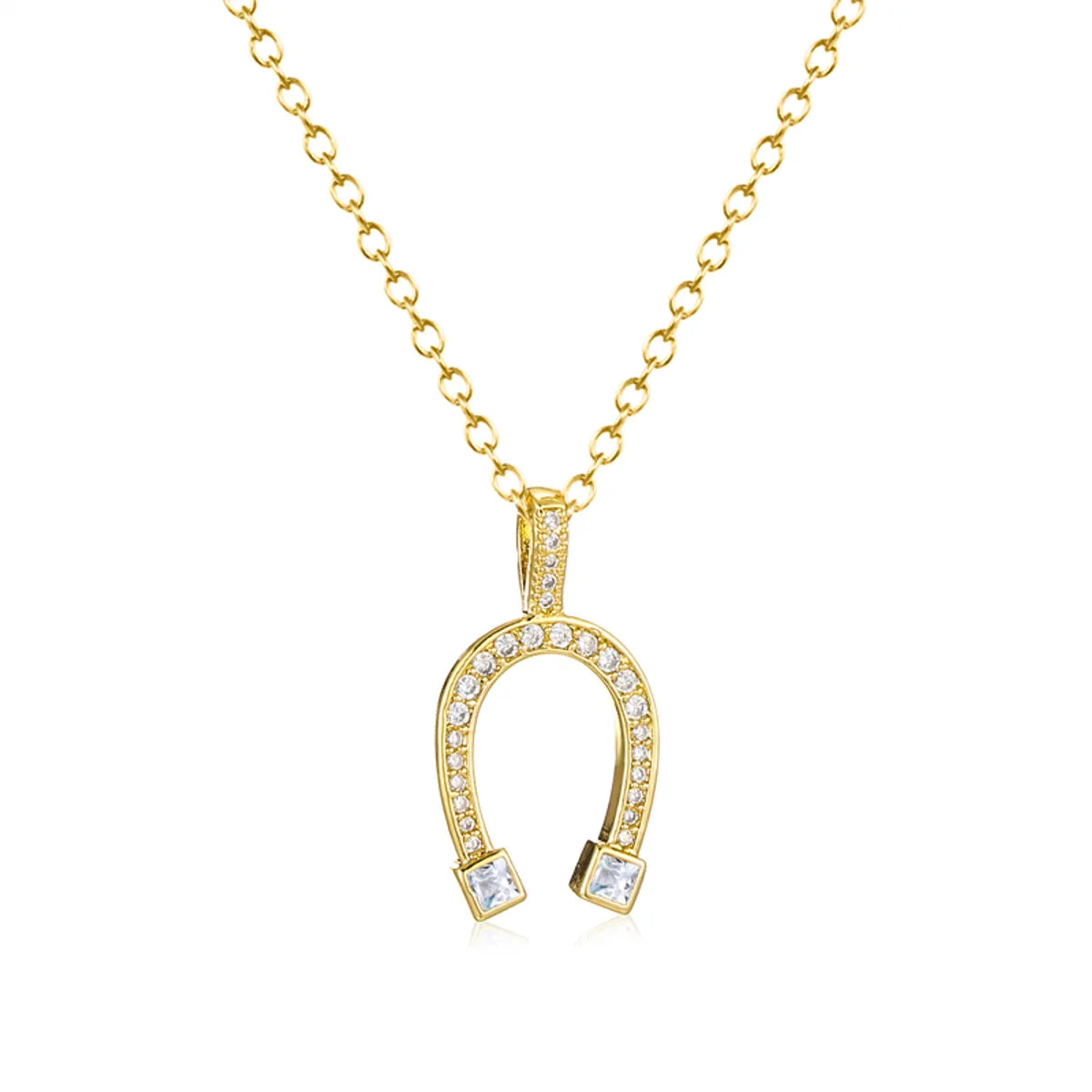 Elegant Commute Solid Color Stainless Steel Brass 18k Gold Plated Zircon Pendant Necklace In Bulk