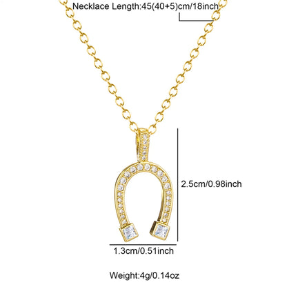 Elegant Commute Solid Color Stainless Steel Brass 18k Gold Plated Zircon Pendant Necklace In Bulk