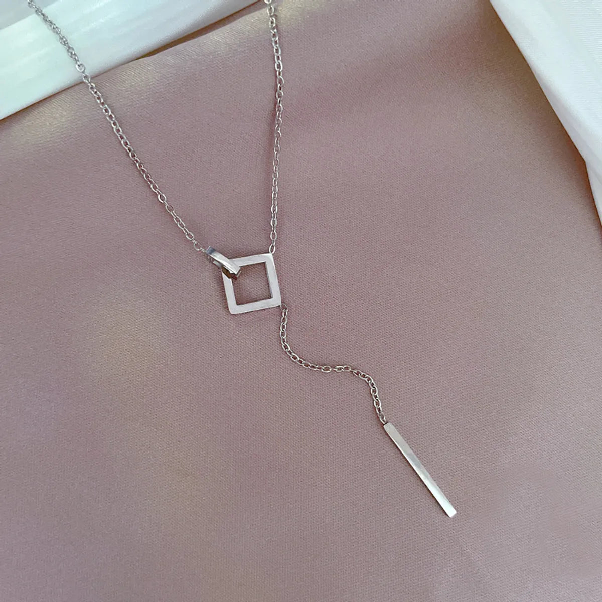 Elegant Commute Square Titanium Steel Pendant Necklace