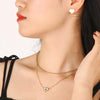 Wholesale Elegant Commute Star Heart Shape Titanium Steel Layered Plating Hollow Out 18k Gold Plated Earrings Necklace
