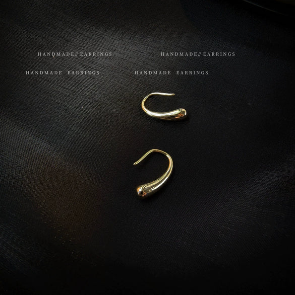 Elegant Copper Drop Earrings For Women With Electroplated Finish Simple Fashion High End Pea Shape Dangle Earrings