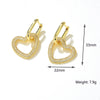 Elegant Copper Geometric Star And Heart Zircon Earrings With Diamond Cut Finish For Women