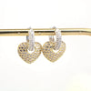 Elegant Copper Heart Shaped Micro Pave Zircon Earrings Sweet Simple Heart Pattern Earrings For Women