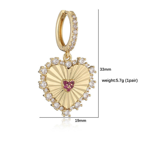 Elegant Copper Inlaid Pearl Heartshaped Earrings For Women