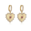 Elegant Copper Inlaid Pearl Heartshaped Earrings For Women