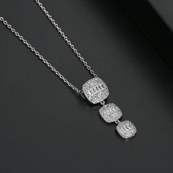 Elegant Copper Necklace With Zircon Inlay Simple Short Collarbone Chain For Women Refined Fashion Jewelry Gift