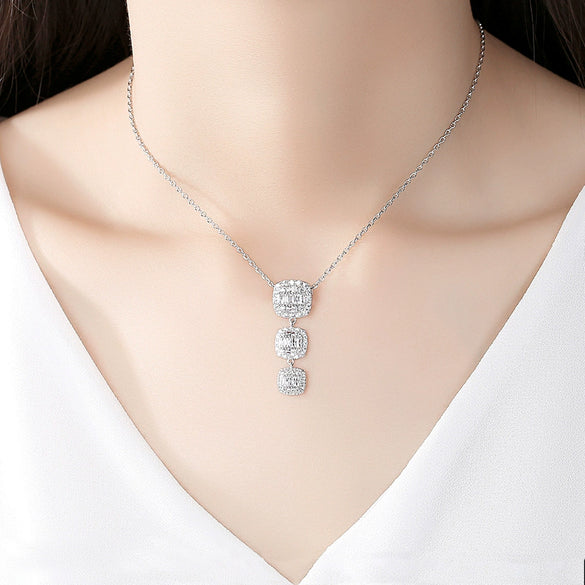 Elegant Copper Necklace With Zircon Inlay Simple Short Collarbone Chain For Women Refined Fashion Jewelry Gift