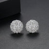 Elegant Copper Zircon Flower Earrings For Women Electroplated Fashion Geometric Floral Stud Earrings