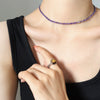 Elegant Creative Fashion Crystal Clear Purple Green White Zircon Titanium Steel Jewelry Necklace Bracelet Suit With Electroplating