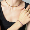 Elegant Creative Fashion Crystal Clear Purple Green White Zircon Titanium Steel Jewelry Necklace Bracelet Suit With Electroplating