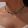 Elegant Creative Fashion Crystal Clear Purple Green White Zircon Titanium Steel Jewelry Necklace Bracelet Suit With Electroplating