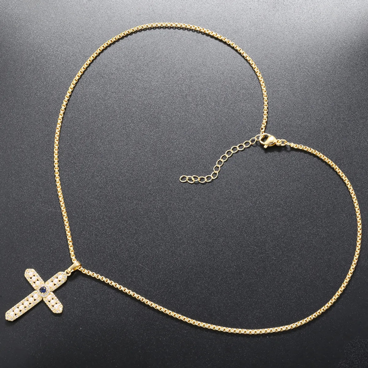 Elegant Cross Copper 18k Gold Plated Artificial Pearls Zircon Pendant Necklace In Bulk