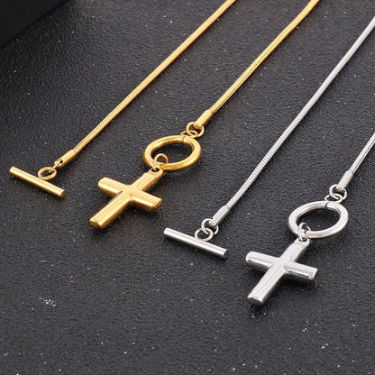 Elegant Cross Stainless Steel Plating Gold Plated Necklace