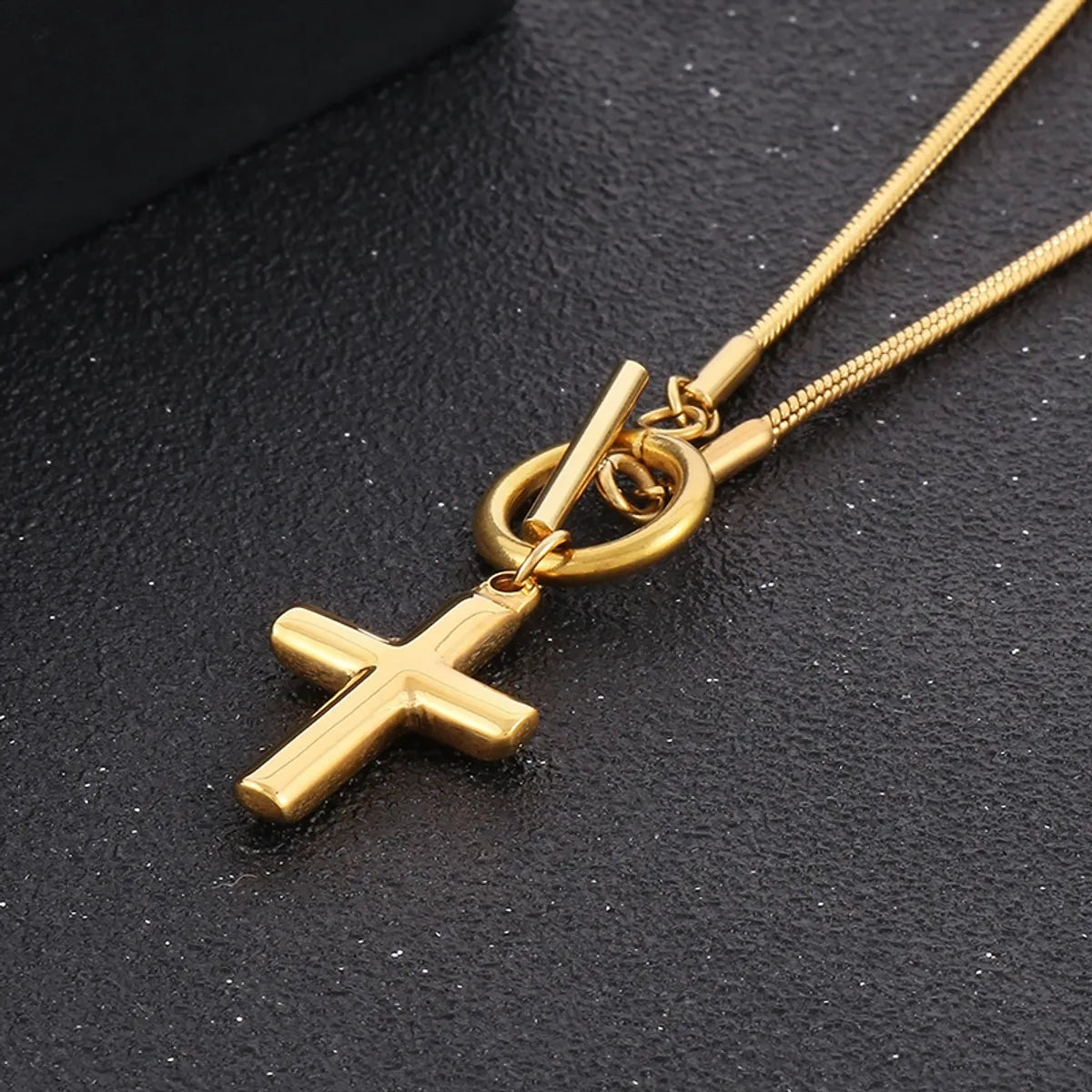 Elegant Cross Stainless Steel Plating Gold Plated Necklace