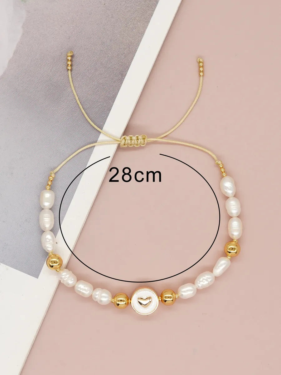 Elegant Cross Star Heart Shape Freshwater Pearl Brass Bracelets