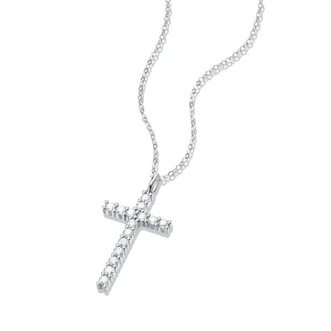 Elegant Cross Sterling Silver Moissanite Pendant Necklace In Bulk