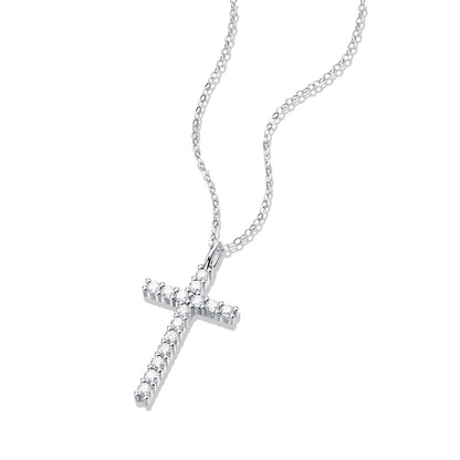 Elegant Cross Sterling Silver Moissanite Pendant Necklace In Bulk