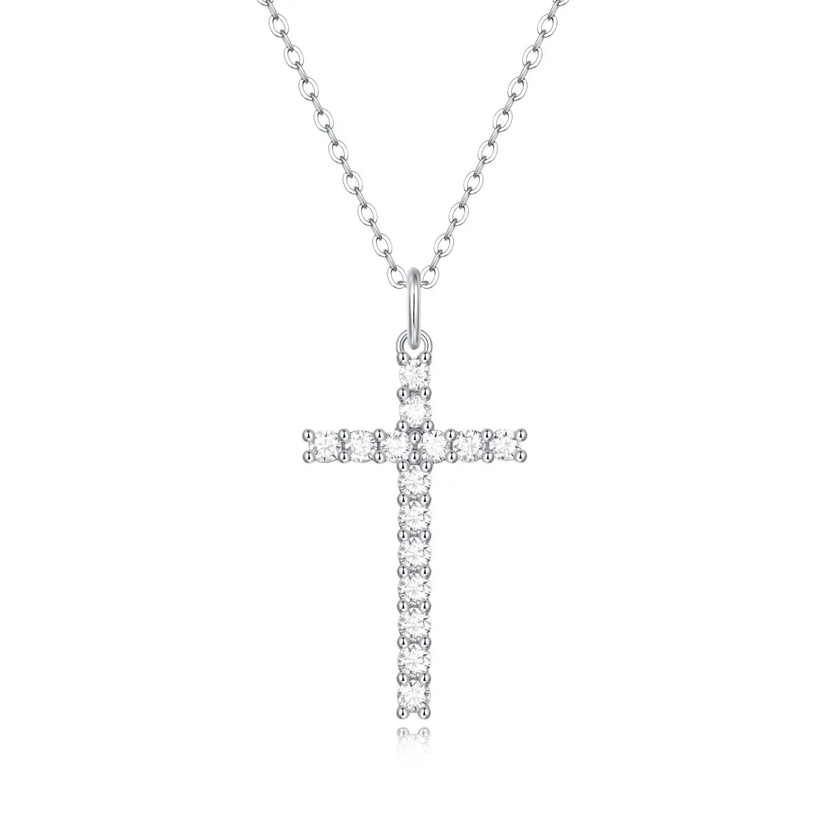 Elegant Cross Sterling Silver Moissanite Pendant Necklace In Bulk